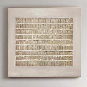 Beige 3D Texture Wall Art, Minimalist Abstract Canvas Art, Neutral Wall Decor, Handmade Textured Wall Art for Living Room Interior