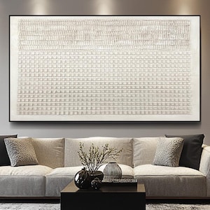Beige 3D Geometric Canvas Art: Modern Minimalist Textured Painting