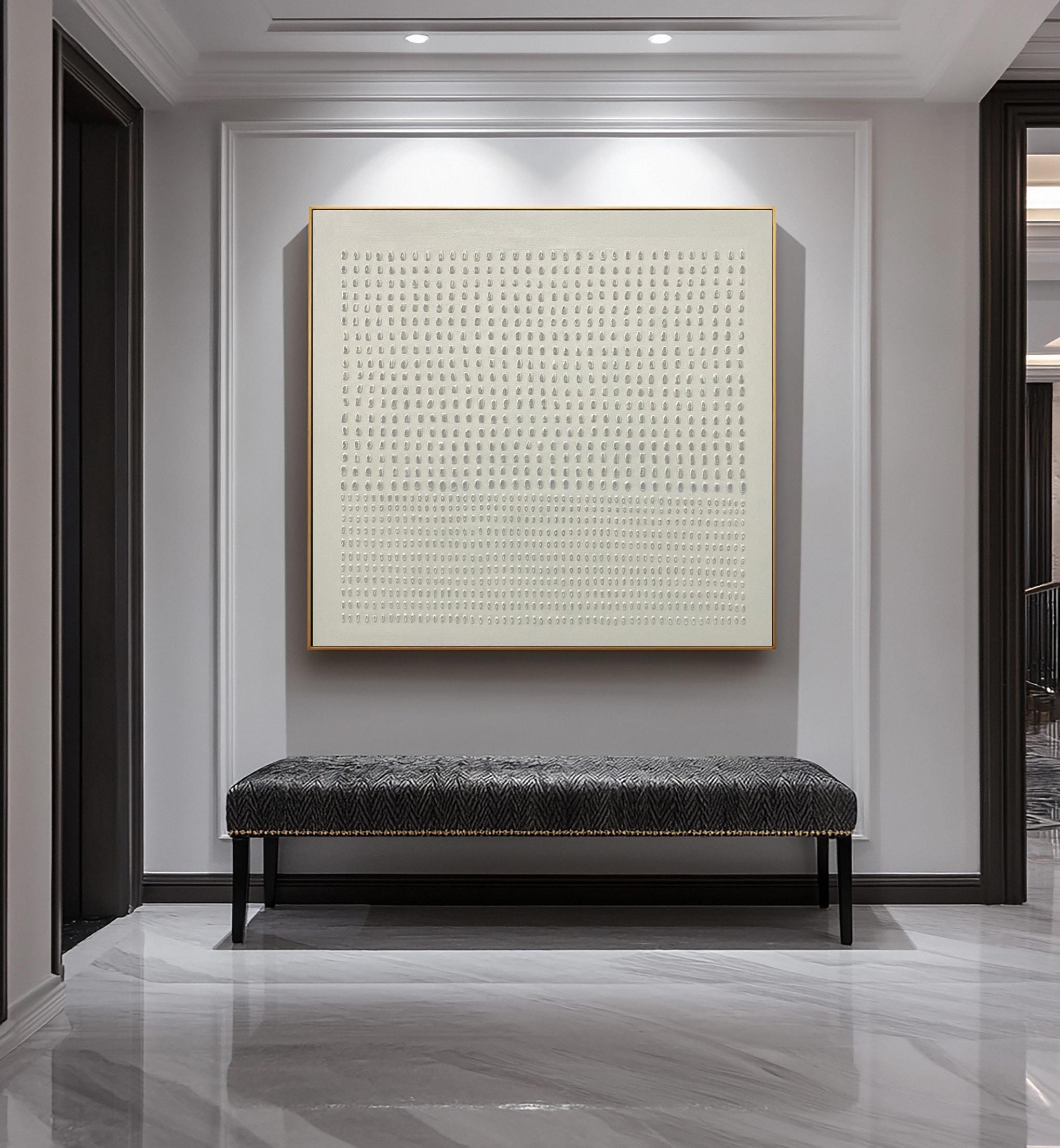 Minimalist 3D Textured Painting: Cream White Abstract Canvas Art