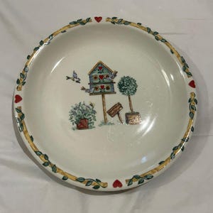 Vintage Thomson Pottery Birdhouse Salad Plate 7.75" Discontinued Stoneware