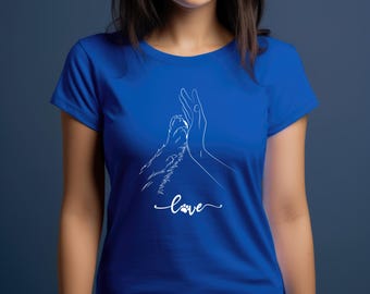 Hand in Paw dog lover shirt. Fun Design, Pet owner gift, Animal lover apparel, Cute dog mom shirt