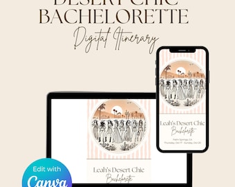 Desert Chic Bachelorette Mobile Itinerary | Invitation | Party Planner | Digital Template | Palm Springs | Scottsdale