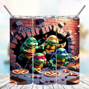 3D Ninja Baby Turtle Tumbler Wrap! Instantly download this fun, turtle-themed design for 12oz & 20oz tumblers—perfect for kids and fans!