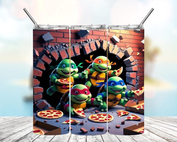 3D Ninja Baby Turtle Tumbler Wrap! Instantly download this fun, turtle-themed design for 12oz & 20oz tumblers—perfect for kids and fans!