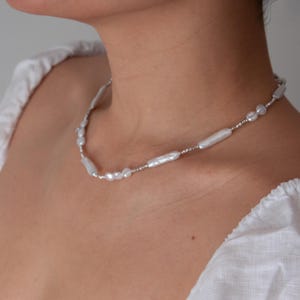 Freshwater pearl necklace-women gift jewelry-delicate necklace-wedding jewelry -Genuine pearl necklace -Valentine&#39;s Gift