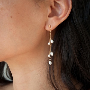 Freshwater pearl drop earrings, pearl bridal earrings, handmade wedding jewelry, gift for women