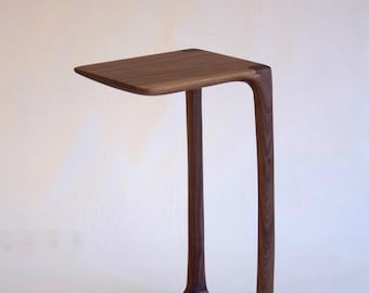 Torrent Drink Stand – Sculpted Walnut Side Table, Handcrafted Modern Accent Table