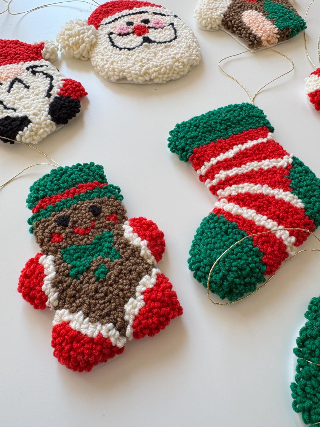 Handmade Punch Needle Christmas Ornament Set: Holiday Decor - Etsy