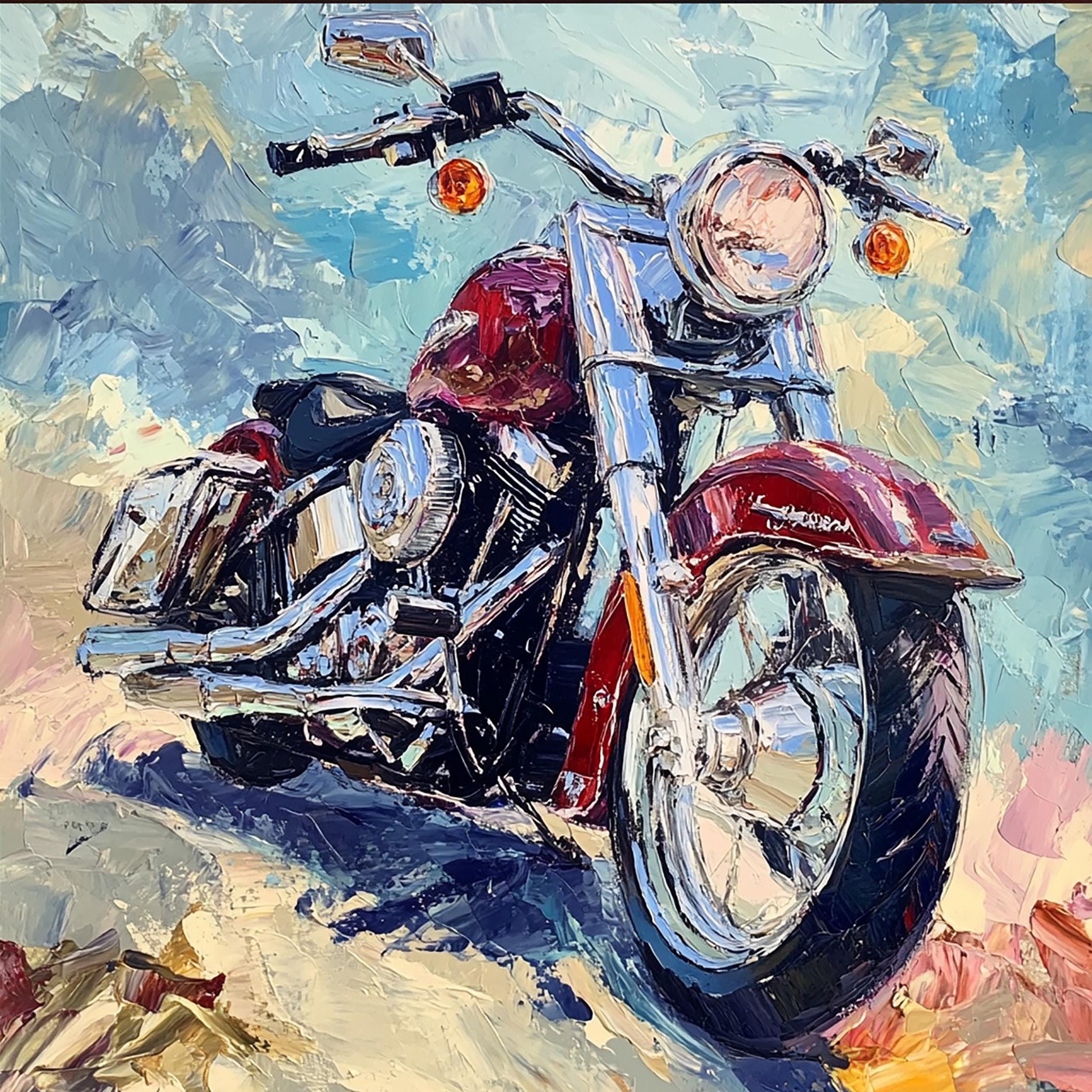Harley-davidson Motorcycle Painting: Original Acrylic Art (36x36