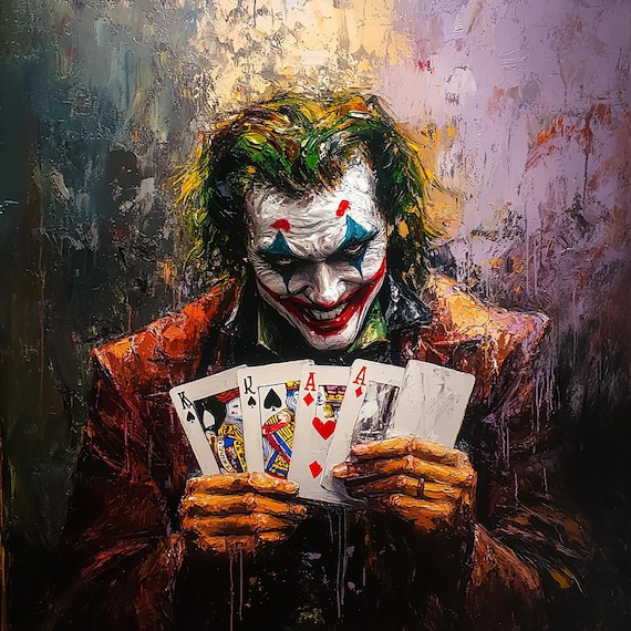 Joker Acrylic Painting: Textured Knife Work on Canvas, Poker Card
