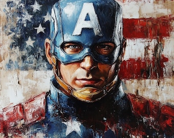 Captain America Original Painting Superhero , one of a kind wall art