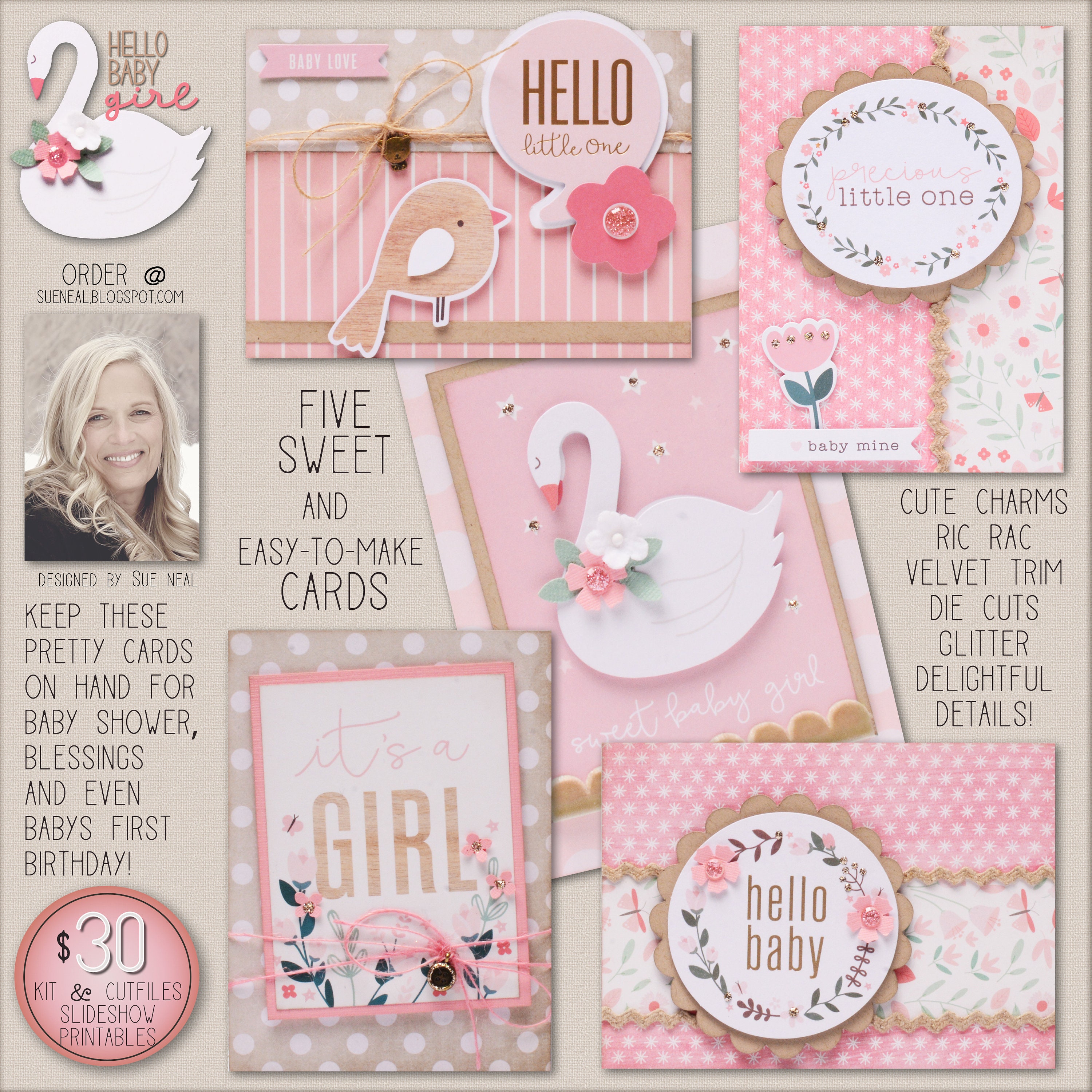 Baby Girl Card Kit - Fundamentals - Card Making Kit at Weekend Kits