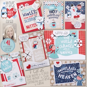 Kit para hacer tarjetas, amigos de invierno, kit para hacer tarjetas con corazones cálidos, kit para hacer tarjetas de invierno, tarjetas con copos de nieve, tarjetas de nieve, tarjetas de cumpleaños, manualidades para niños