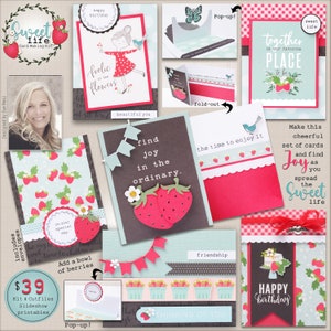 Kit para hacer tarjetas con temática de fresas Sweet Life, tarjetas de primavera, tarjetas de verano, tarjetas 3D, pliegues divertidos