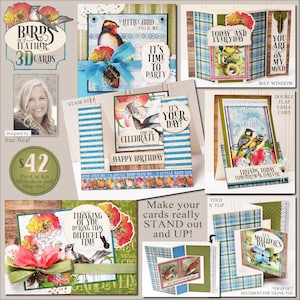 Kit para fazer cartões, Kit de cartões 3D BIRDS of a FEATHER, Cartões gráficos 45, Kit de cartões 3D, Cartões de primavera, Cartões vintage,