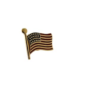 14k Gold American Flag Tie Tack (Rembrandt Charms)