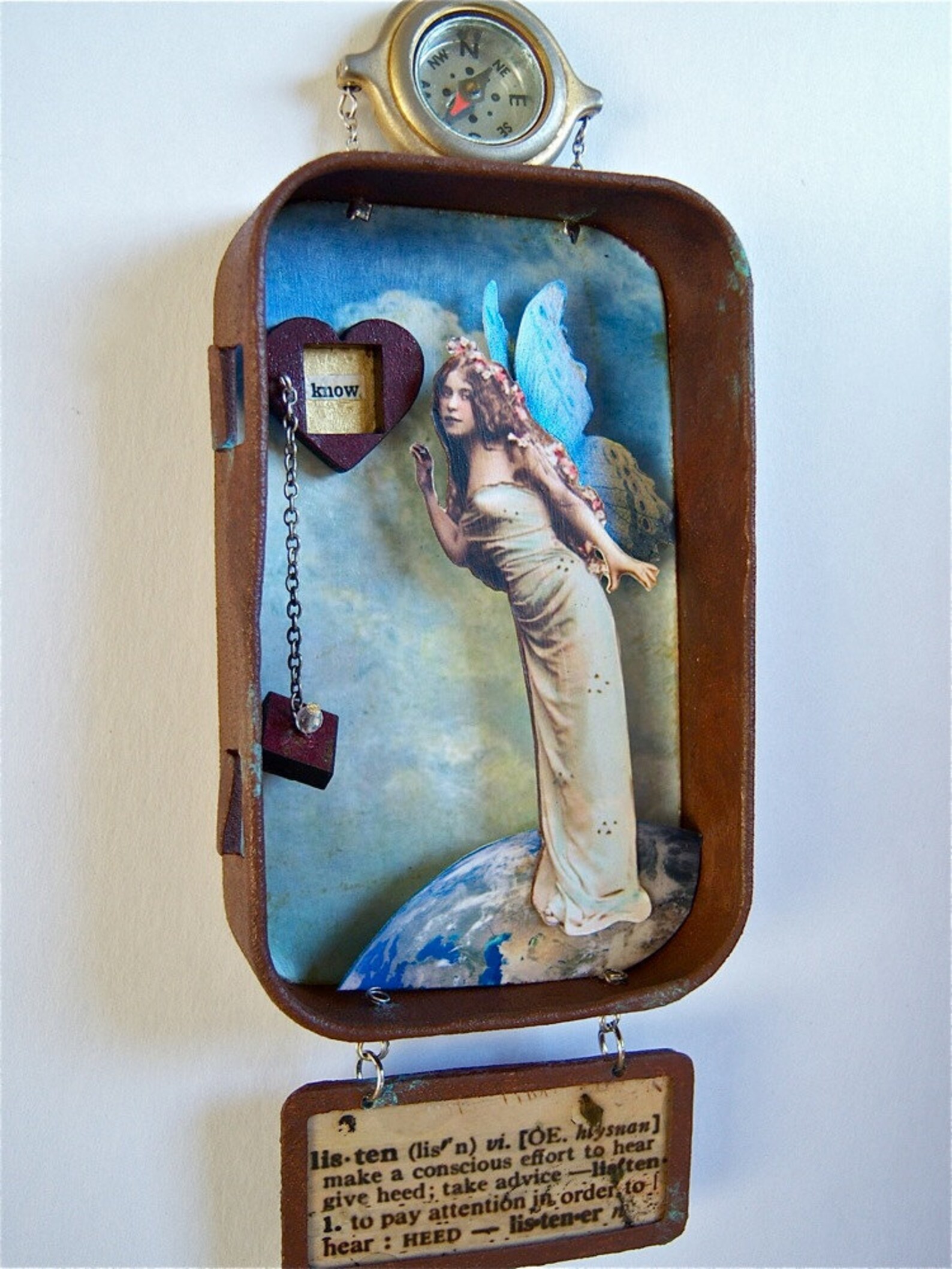 Mixed Media Altoid Tin Shadow Box Assemblage Shrine Listen Etsy