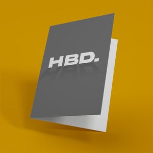 Carte d'anniversaire minimaliste, HBD. Carte de voeux moderne, carte d'anniversaire simple avec message « Plus de vie », carte d'anniversaire A5