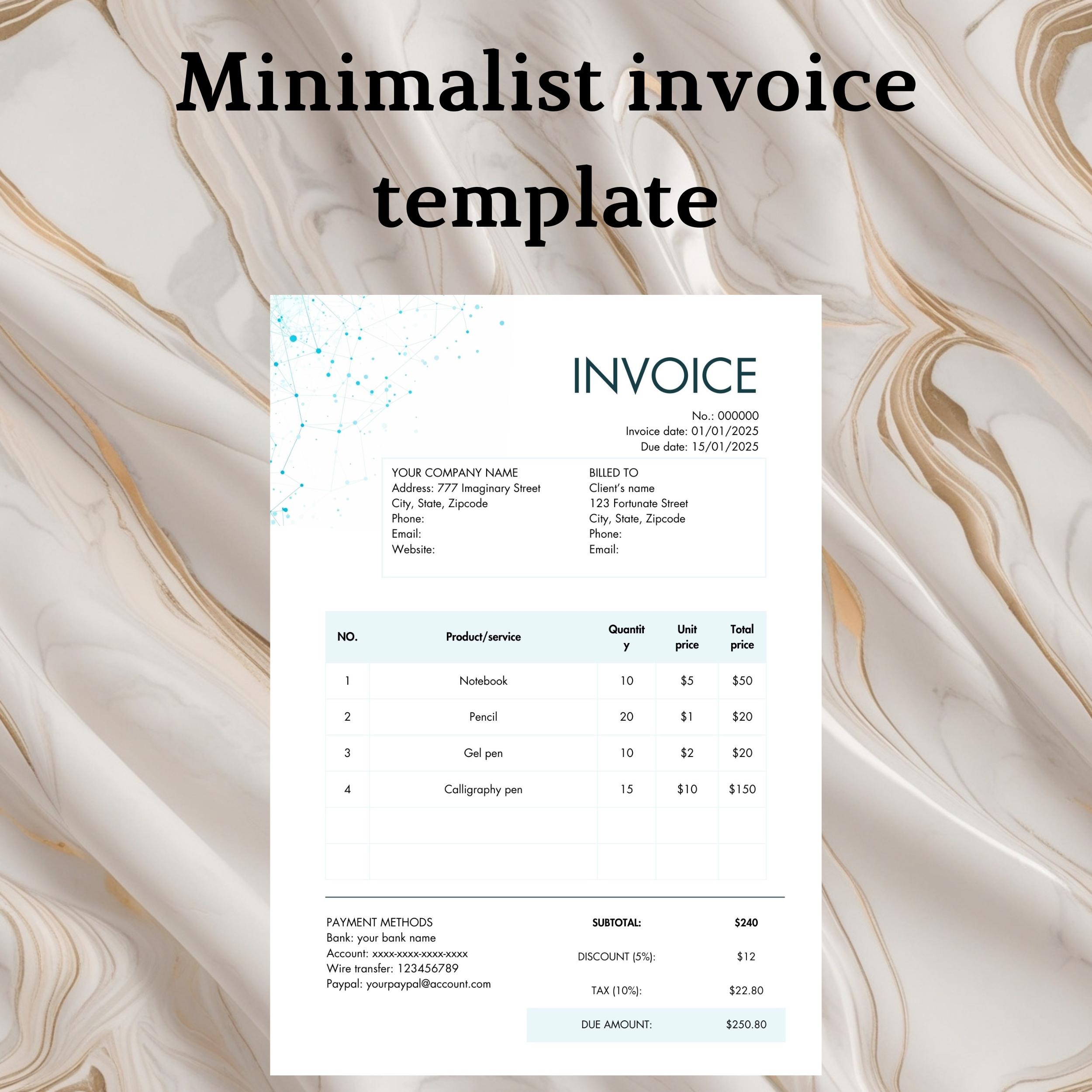 Invoice Template, Minimalist Business Invoice, Small Business Template ...