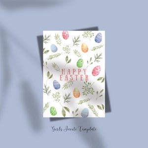 Foglie e uovo di Pasqua Biglietto di Pasqua Carino biglietto di auguri di Pasqua Caccia alle uova di Pasqua Stampabile di Pasqua Regalo di Pasqua Coniglietto di Pasqua Bomboniere di Pasqua Etichetta di Pasqua
