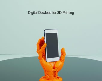 3D Printable Android Robot Hand Phone Holder: Desk Gadget (STL File)