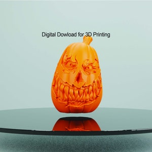 3D Printable Halloween Pumpkin STL File, Creepy Jack O&#39; Lantern Design for Halloween Decor, 3D Printing Digital Download
