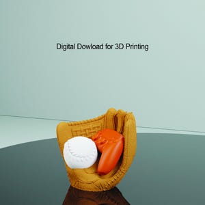 May include: A brown baseball glove with a white baseball and an orange video game controller inside. Digital Download for 3D Printing.