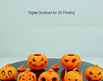 3D プリント可能なハロウィンカボチャ STL バンドル: ジャック・オー・ランタン 3D モデル (デジタルダウンロード)