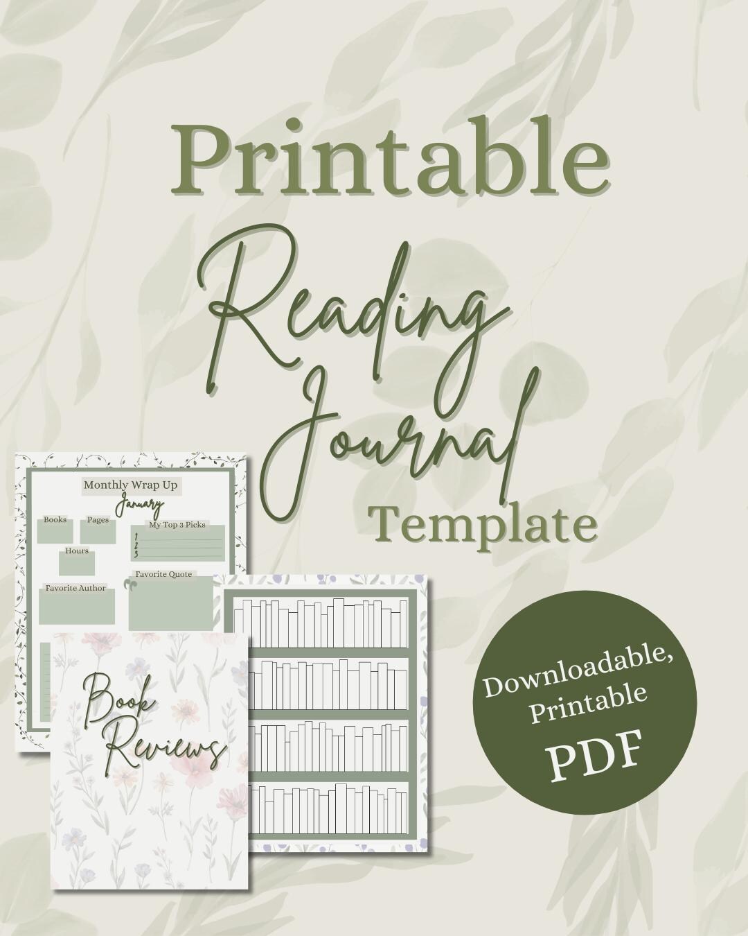 Printable Reading Journal Template - Etsy