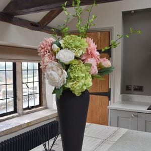 Tall Faux Flower Arrangement Flower Bouquet Pink Artificial Flowers Green Reception Flowers Hotel Decor Home Decor Gift For Her - DAPHNE