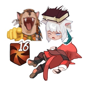 Final Fantasy XIV Vinyl Stickers – G'raha, Y'shtola, Wuk Lumat Characters