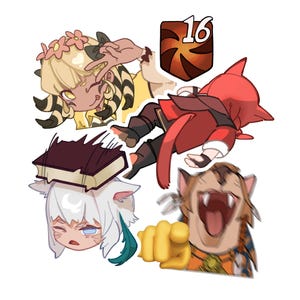 Final Fantasy 14 Stickers - Honey b. lovely, G'raha, Y'shtola, Wuk lumat.