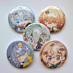Honkai Star Rail Badges - Aventurine, Anaxa, Phainon, Sunday and Mydei 57mmx57mm