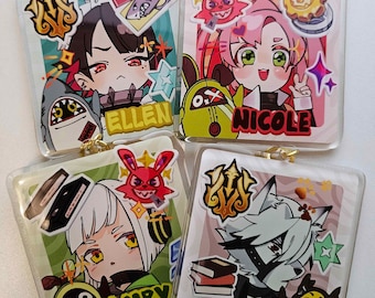 Zenless Zone Zero Acryl Schlüsselanhänger - 3 'x 3 'Anby, Nicole, Von Lycaon, Ellen Joe - doppelseitige Anhänger