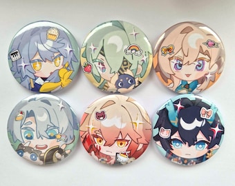 Honkai Star Rail Badges - Aventurine, Anaxa, Phainon, Sunday, Danheng and Mydei 57mmx57mm