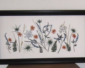 Real flowers, Blue Meadow, 10x20, in black frame  free shipping to eastern and central states