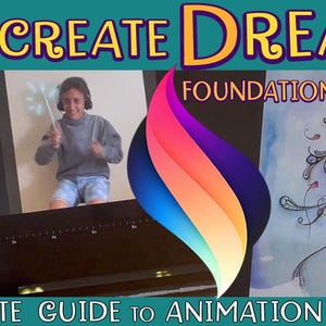 Procreate Dreams animating course with 14 tutorials to learn tools and techniques of the 3 animation modes, by Luciana Torre.
This Procreate Dreams academy class includes FREE Lifetime Updates.
Learn how to use masks in Procreate Dreams, Performing and keyframing Animation. How to reveal text using masks, animating shadows and make looping animations of your illustrations. How to use clipping masks and layer masks in Procreate Dreams, how to animate blinking lights and blinking eyes