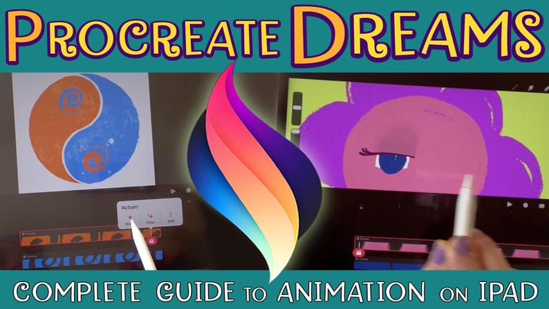Procreate Dreams animating course with 14 tutorials to learn tools and techniques of the 3 animation modes, by Luciana Torre.
Learn how to use masks in Procreate Dreams, Performing and keyframing Animation. How to reveal text with masks, animating filters and make looping animations of your artwork. How to use clipping masks and layer masks in Procreate Dreams, how to animate blinking lights and blinking eyes.
This Procreate Dreams tutorial includes FREE Lifetime Updates.
