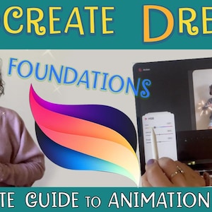 Procreate Dreams animating course with 14 tutorials to learn tools and techniques of the 3 animation modes, by Luciana Torre.
Learn how to use masks in Procreate Dreams, Performing and keyframing Animation. How to reveal text with masks, animating filters and make looping animations of your artwork. How to use clipping masks and layer masks in Procreate Dreams, how to animate blinking lights and blinking eyes.
This Procreate Dreams tutorial includes FREE Lifetime Updates.