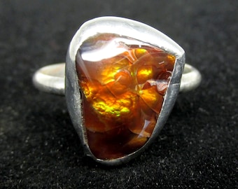 Handmade Artisan Fire Agate Ring size 6 7 Sterling Silver Natural Mexican Fire Agate Ring Size 6.5 Mexican Fire Agate Ring size 6 7