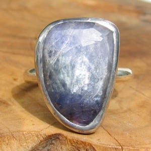 Handmade Tanzanite Ring size 10 Sterling Silver Band Rose Cut Faceted Natural Gemstone Statement Ring