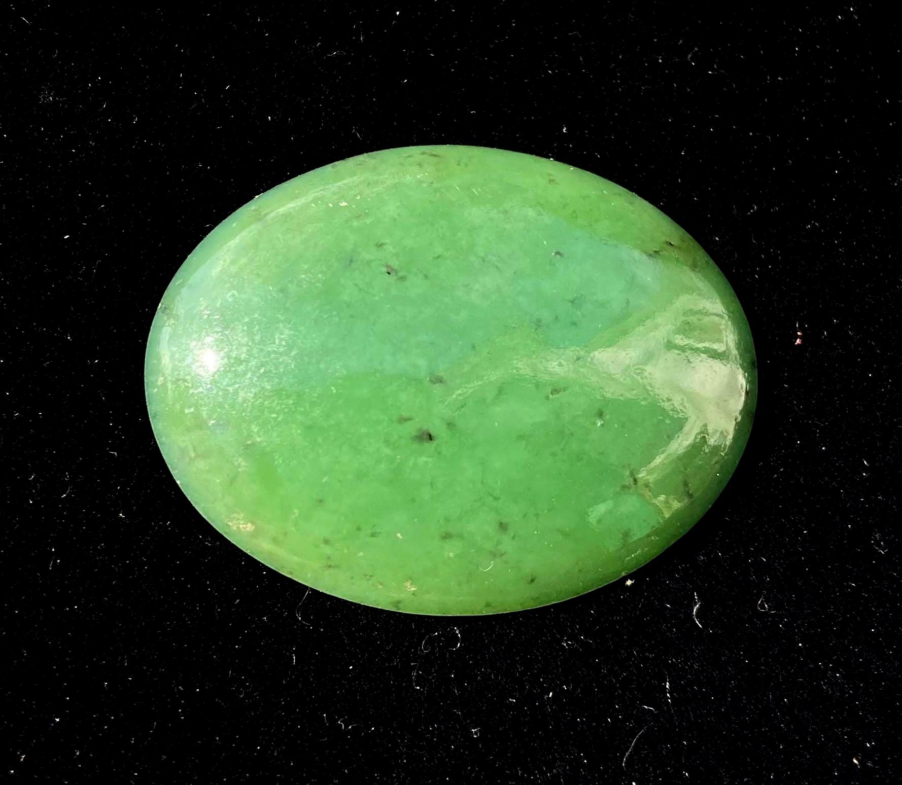 Natural Nephrite Jade Cabochon 35x27mm Apple Green Siberian Jade