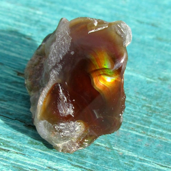 Fire Agate 7.4g Window Polished Raw Deer Creek Mine AZ Crystal Natural Gemstone Rough (FA0)