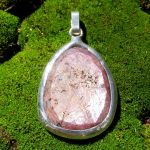 Faceted Star Ruby & Sterling Silver Pendant Handmade Jewelry Natural Gemstone