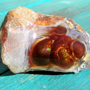 Fire Agate 10.7g Window Polished Raw Deer Creek Mine AZ Crystal Natural Gemstone Rough (F22)