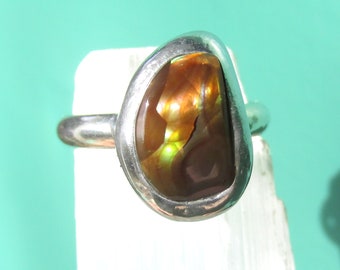 Handmade Fire Agate Ring size 6 Sterling Silver Band Arizona Deer Creek Mine