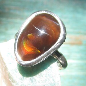 Fire Agate Ring size 9 Sterling Silver Band Handmade Jewelry image 9