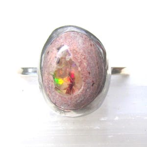 Natural Opal Ring size 7 Sterling Silver Band Handmade Mexican Cantera Opal