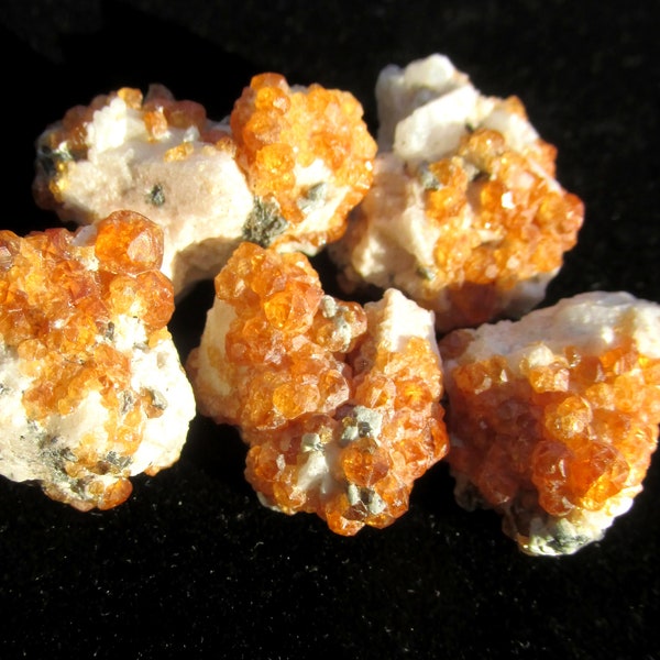 5 Spessartite Garnet Crystal Clusters SMALL 15.2g Natural Mandarin ORANGE Garnet Raw Mineral Specimen