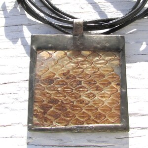 Real Snakeskin under Glass Pendant on Leather Cord Necklace Natural Shed Reptile Jewelry